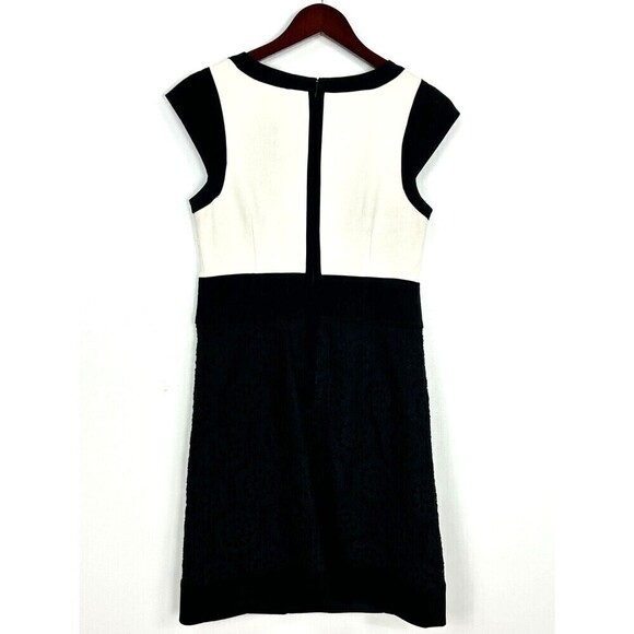 Laundry by Shelli Segal Sz 6 Black White Colorblock Lace Sheath Career Dress N4 - Picture 3 of 12